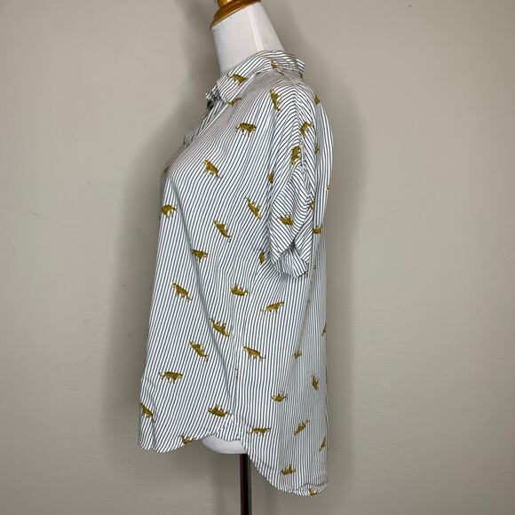 Jane & Delancey Flowy Top Striped w Cheetah Leopard Design Medium - Picture 3 of 9